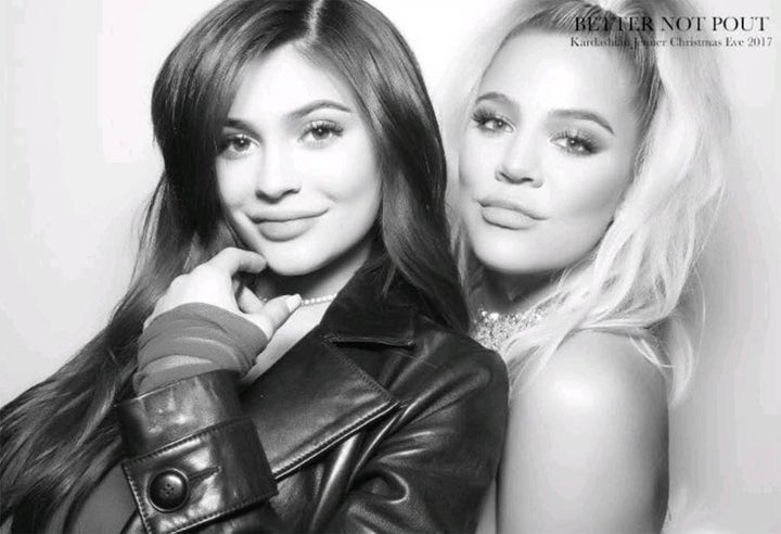 Kylie Jenner and Khloe Kardashian at the family's annual holiday party.