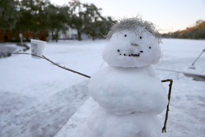 A snowman in Savannah, Georgia, on Jan. 4, 2018.
