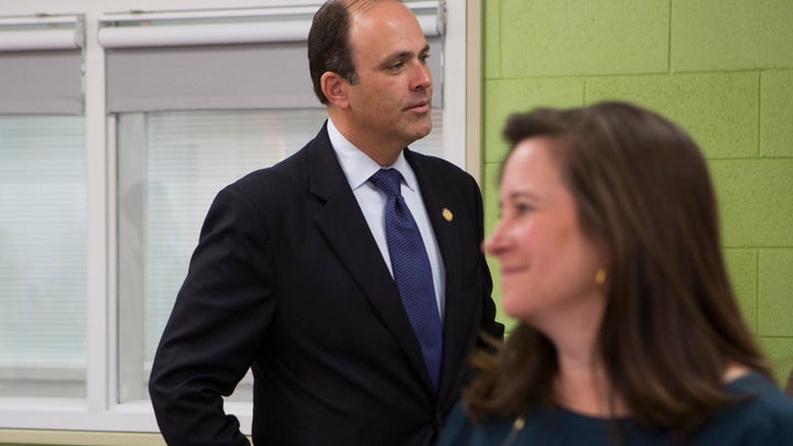 Republican David Yancey and Democrat Shelly Simonds shortly after the November election.