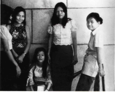 My lost sister Chea, seated with her college friends, before the Khmer Rouge takeover.