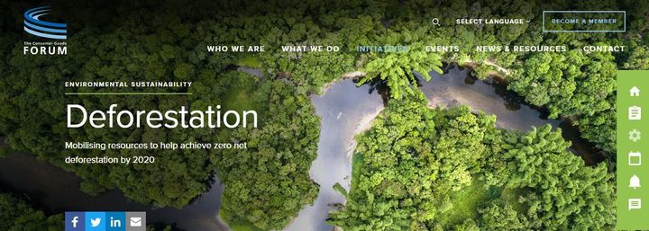 Consumer Goods Forum webpage on Deforestation