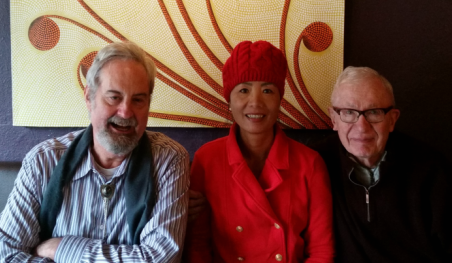 From left to right: Dan Dickason, Chanrithy Him, Dr. William H. Sack meet on December 21, 2017 for lunch to reminisce. In 198