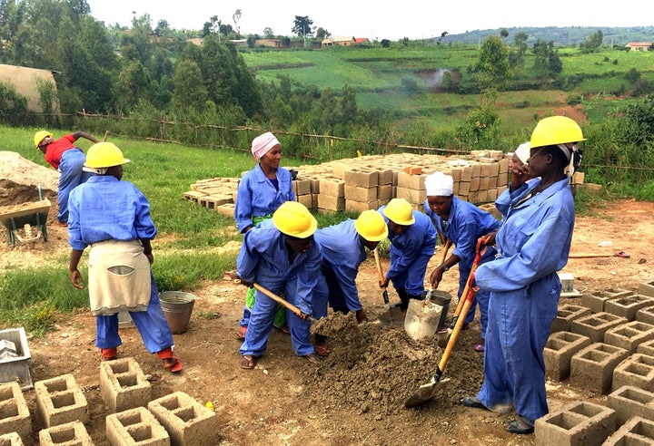 Women for Women International programme graduates at their brick-making cooperative on the outskirts of Kigali, Rwanda