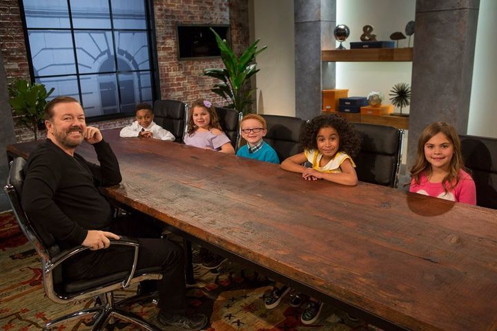 Ricky Gervais with Jecobi, Sophia, Brayden, Jordyn, and Railee on CHILD SUPPORT 