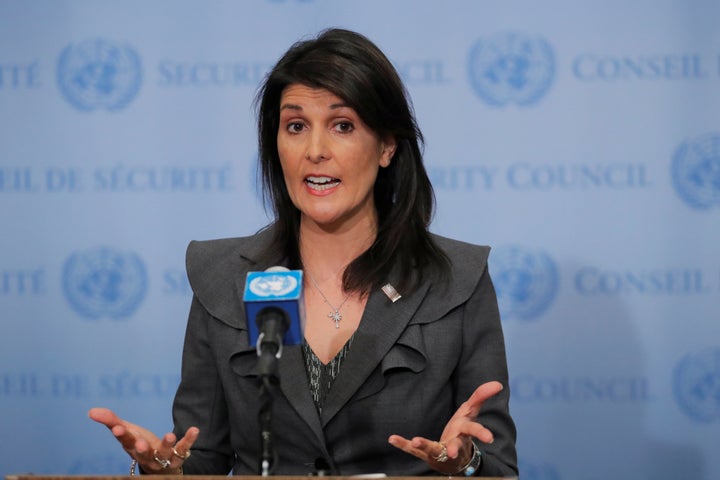 U.S. Ambassador to the United Nations Nikki Haley speaks at the U.N. headquarters in New York, Jan. 2, 2018.