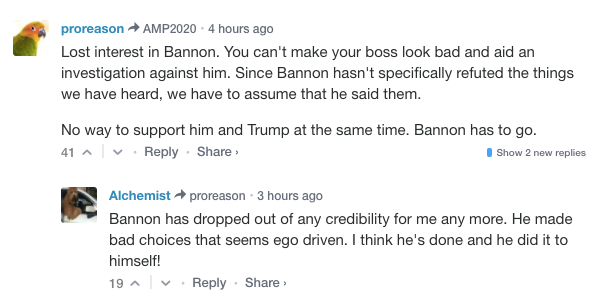 Commenters make their displeasure with Bannon known on Breitbart, the site he helped cultivate.