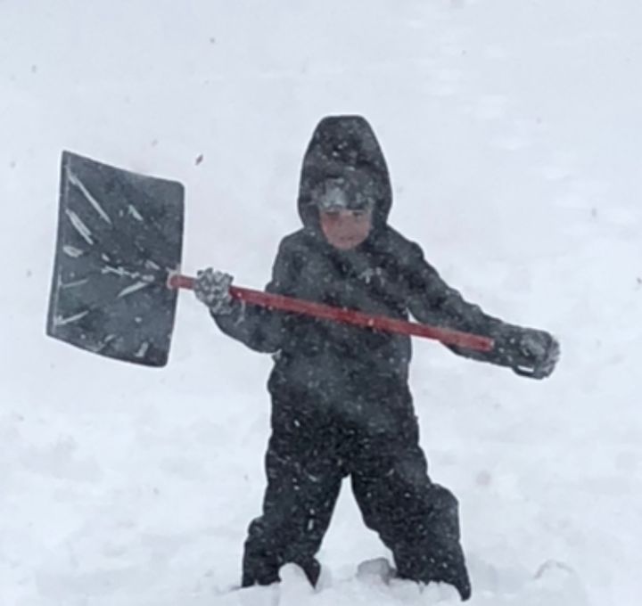 My kid and his shovel. Even he knew he didn’t stand a chance in this bomb cyclone shit!