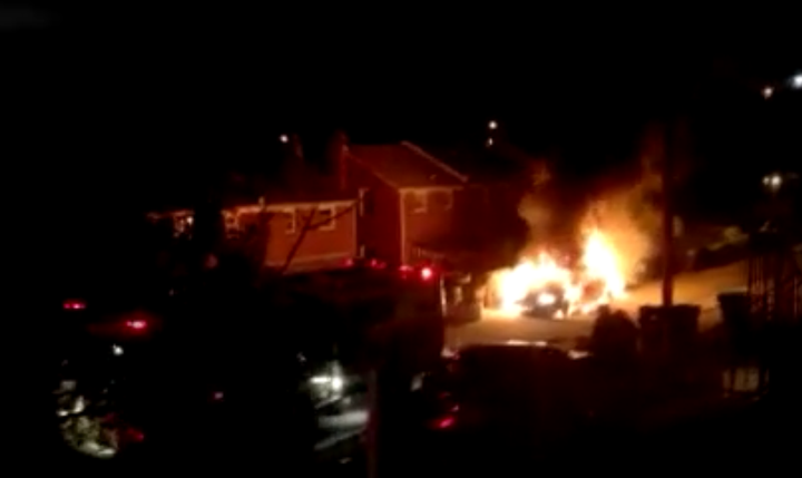 The car fire behind the 800 block of Adrian Street SE, D.C.