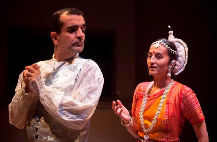 Marco Aponte as Pierre de Fermat with Aparna Krishnamoorthy as the Goddess, Namagiri of Namakkal, in a scene from Partition