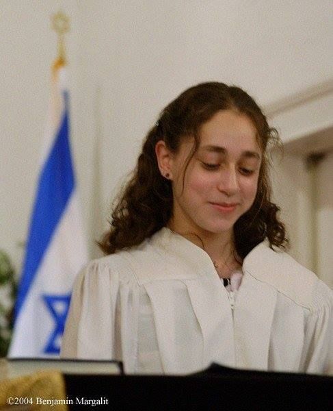 The author chanting Torah at her confirmation service