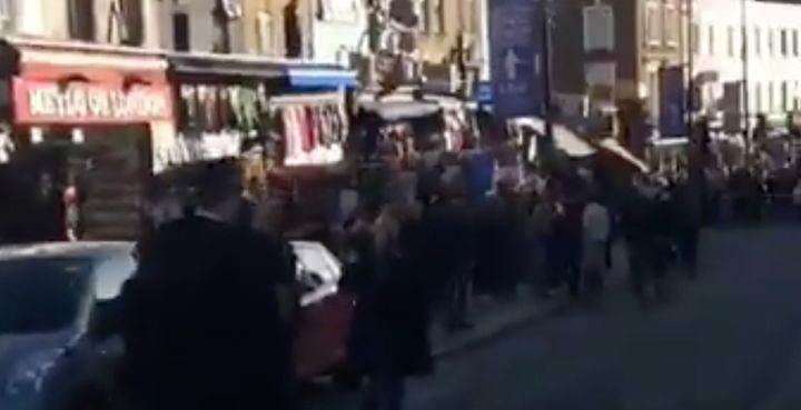Videos from the scene showed police officers securing the busy market area in north London