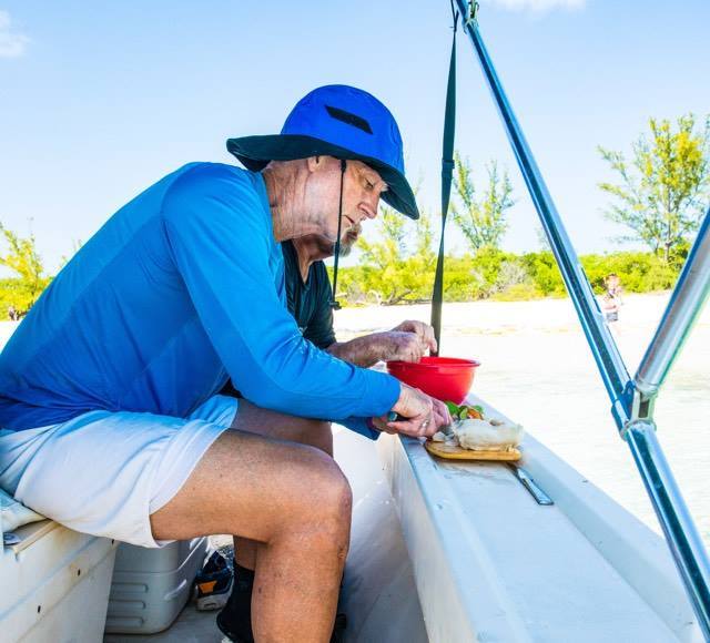 <p>remembering warmer times with Steven Johnson and conch salad, Bahamas</p>