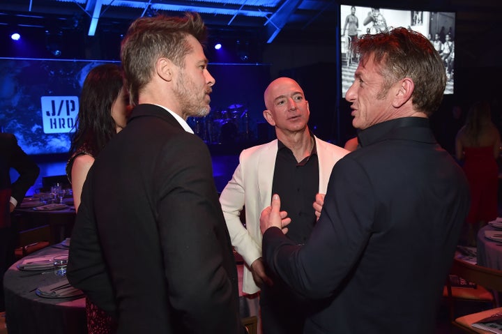 Brad Pitt, Jeff Bezos and Sean Penn attend the 7th Annual Sean Penn & Friends Haiti Rising Gala.