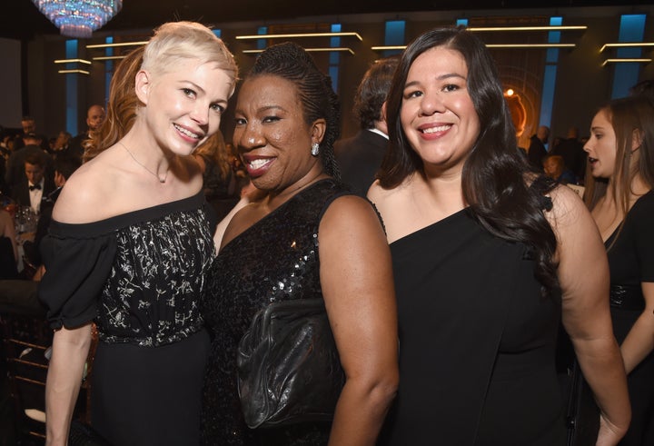 Michelle Williams with Tarana Burke and Monica Ramirez