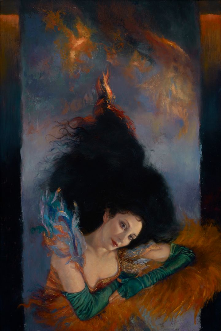 Accepted work: Janet Cook, Venus Arising, oil on panel, 36”x24”, 2017“Venus, goddess of love, fertility, beauty, and sex to name but a few of her attributes has been reborn in many guises over the last 2000 years. Here she arises like the Phoenix, as a contemporary goddess - strong, alluring and victorious.”