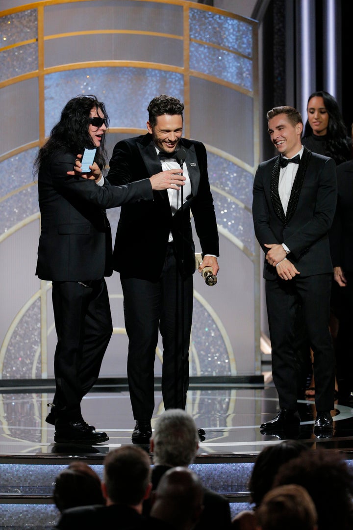 Tommy on stage with James and Dave Franco