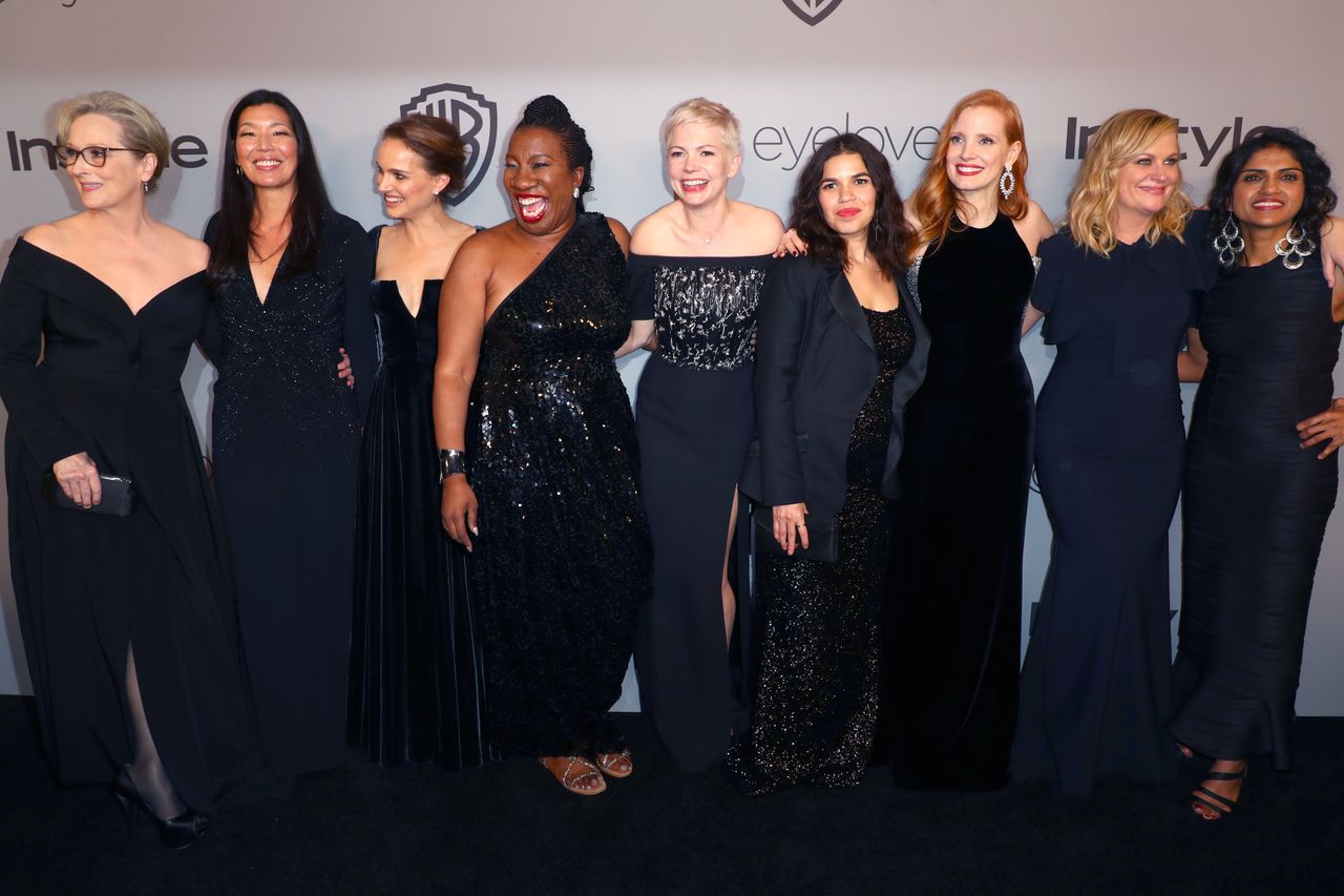 Activists and actresses at Sunday night's Golden Globes awards. 