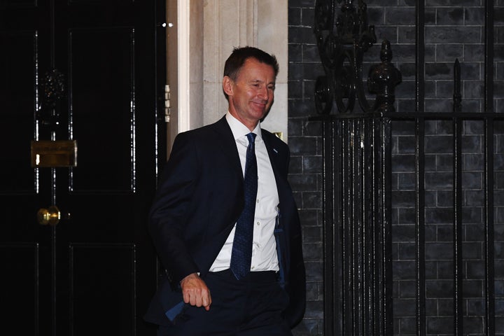 Jeremy Hunt leaves Downing Street after the reshuffle.