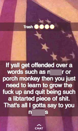 Another racist Snapchat message that was allegedly sent to the sisters.