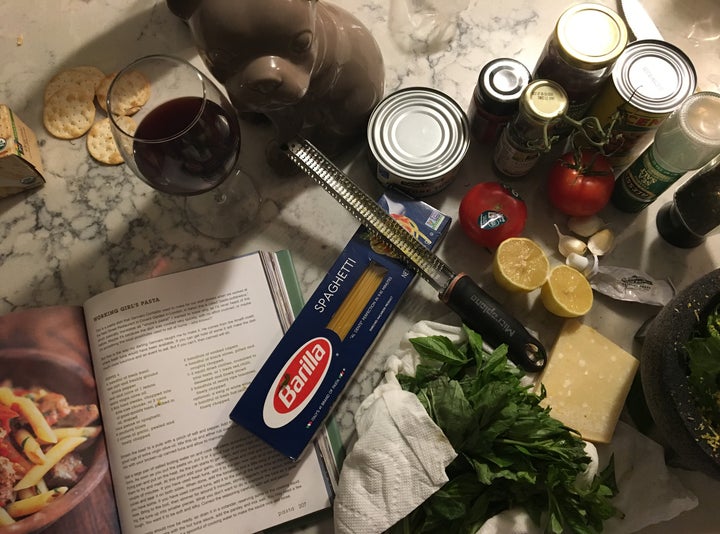 Pasta with a simple salad is a go-to in our household.