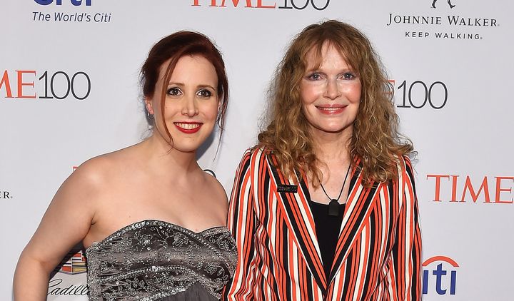 Dylan Farrow (left) with her mother, Mia Farrow, at Time's 100 Gala on April 26, 2016, in New York.