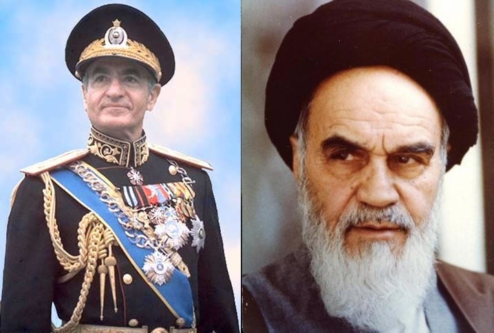 The Shah of Iran Mohammad Reza Pahlavi and the Ayatollah Khomeini 