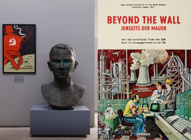 L: Installation shot of “Cold War Spaces” at The Wende Museum. Photo by Michael Underwood. Image courtesy of the museum. R: The cover of Beyond the Wall: Art and Artifacts from the GDR, a catalog of the Wende Museum’s collection. Published by Taschen. Photo courtesy the museum. 