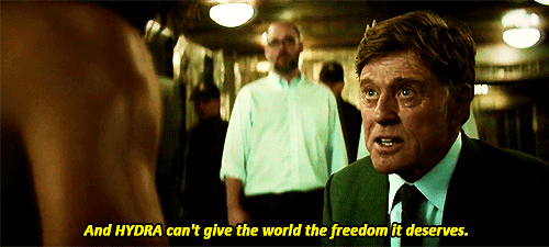 “Hail Hydra!” Late in the game, spoiler alert, we learn that the virtuous former Secretary of State Alexander Pierce (Robert Redford, who always had the protagonist role in the classic ‘70s conspiracy thrillers) is the big bad secretly running the neo-fascist Hydra organization inside SHIELD in ‘Captain America: The Winter Soldier.’