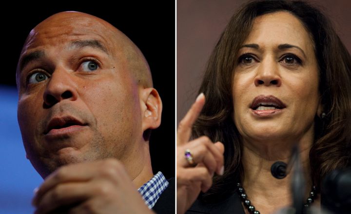 Sen. Cory Booker (D-N.J.), left, and Sen. Kamala Harris (D-Calif.), right, have been appointed to the Senate Judiciary Committee, becoming only the second and third African-American members of the panel in 200 years.