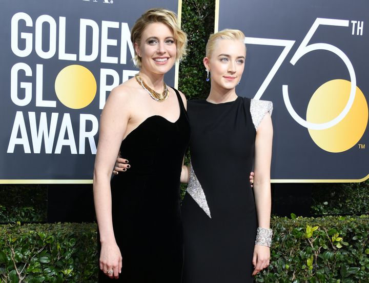 Many critics claimed Greta - pictured with 'Lady Bird' star Saoirse Ronan - had been unfairly overlooked 