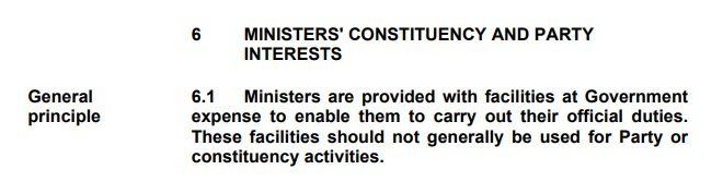 The key passage from the Ministerial Code, approved on Tuesday.