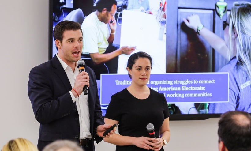 Michael, with cofounder Shola Farber, speaking about digital strategy in San Francisco.