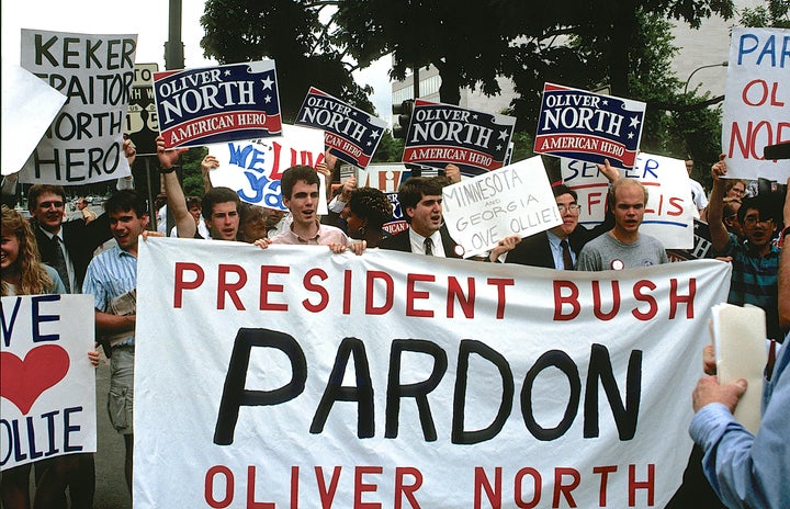 Oliver North became a conservative star after he defiantly admitted to breaking the law in the Iran-Contra scandal. His suppo