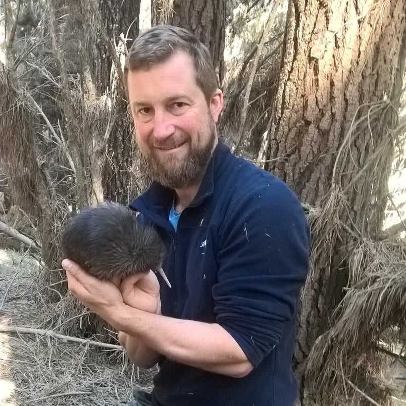 Beau Fahnle holds “Mr. Pitt”: “We actually want feisty birds that fight against us when we handle them. They’ll do better in