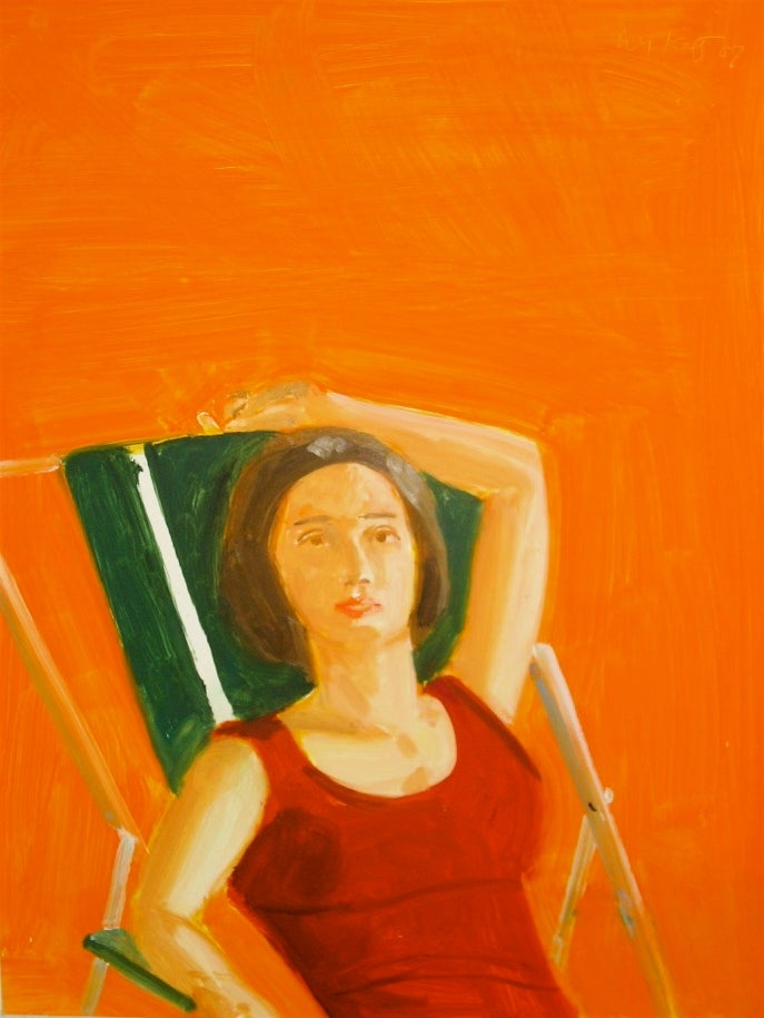 <p> Alex Katz, <em>Vivien with Orange</em>, 2007, Oil on board, 16 x 12 in. (40.6 x 30.5 cm). </p>