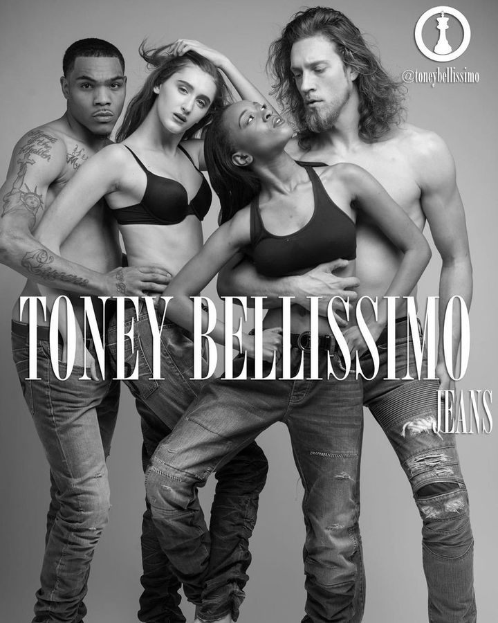 Models Niara Johnson, Sophia Leap, Tommy Maksanty, and Greg Edwards, Jr. showcase Toney Bellissimo’s jeans collection.
