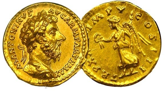 <em>(Marcus Aurelius on a gold coin)</em>