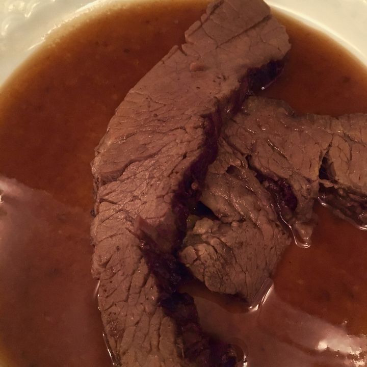 Beef brisket braised with coffee and port wine