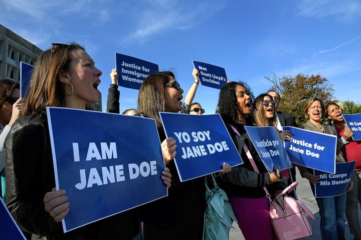 Protesters rally in support of "Jane Doe," an immigrant teenager who had to go to court to seek access to an abortion. Since her case began, three other immigrant teens have done the same.