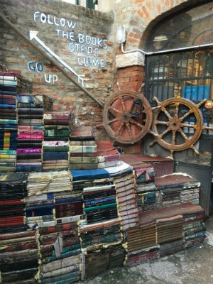 The Book Steps at Libreria Acqua Alta in Venice, Italy