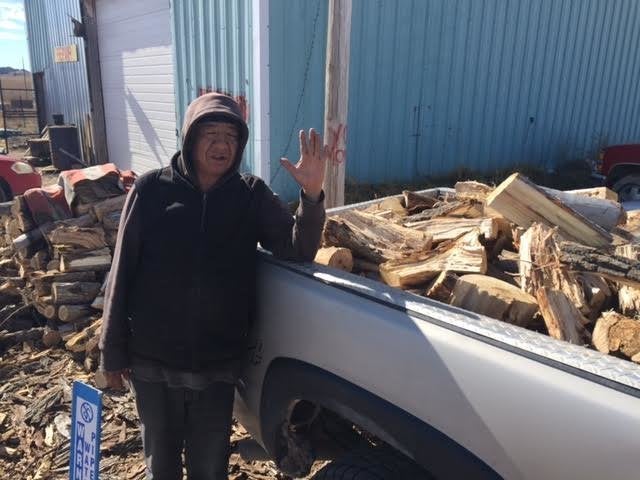 The nonprofit One Spirit hires five local residents to cut wood and deliver it to people in need on the reservation. The employees earn $100 to $150 per delivery.