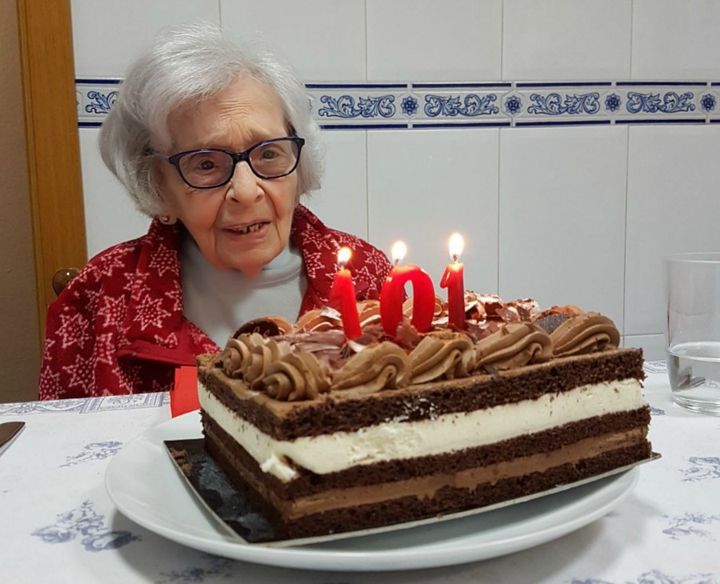 My abuelita ready to blow out the candles