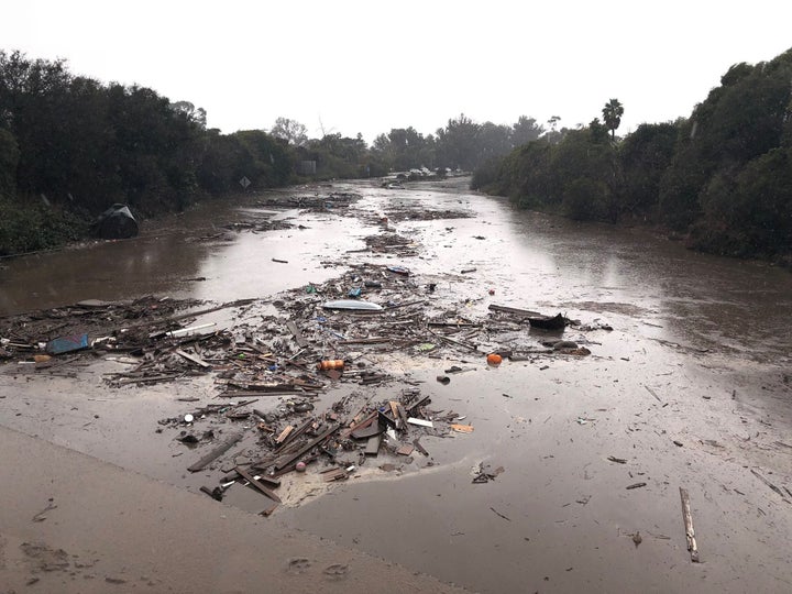 Debris flows with the mud in Montecito.