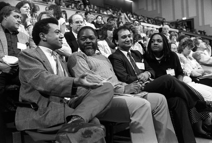 Paul Boateng, Bernie Grant, Keith Vaz and Diane Abbott during a Black Sections debate at party conference.