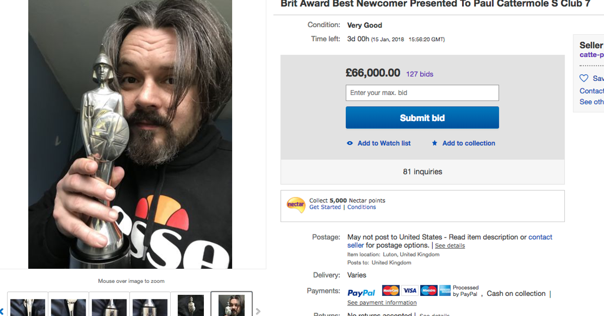 S Club 7’s Paul Cattermole Is Selling His Brit Award On eBay HuffPost