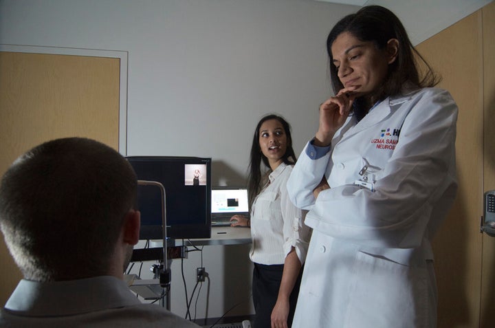 <p>Dr. Uzma Samadani, MD, PhD at HCMC’s Brain Injury Research Lab</p>
