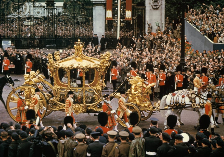 Queen Elizabeth, just after the crowning. Elizabeth ascended the throne at age 25. She was coronated 16 months later.