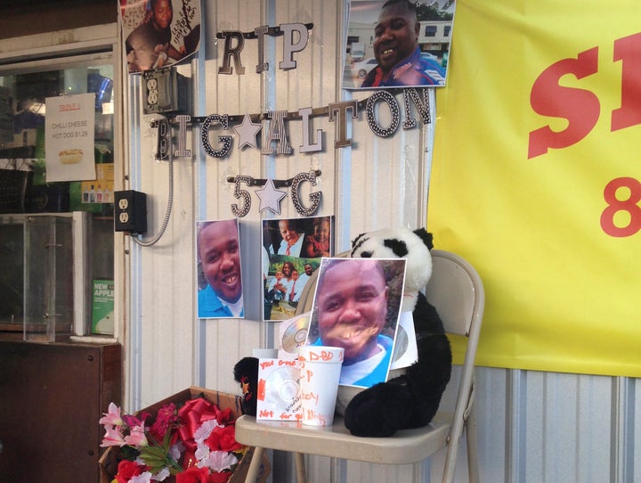 An impromptu memorial that was set up in July 2016 at the scene of Alton Sterling's fatal shooting. 