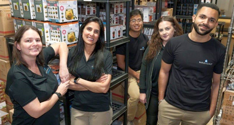 <em><strong>Mehreen Sait (2nd from L) President of GROSCHE International with some of her team in Canada.</strong></em>