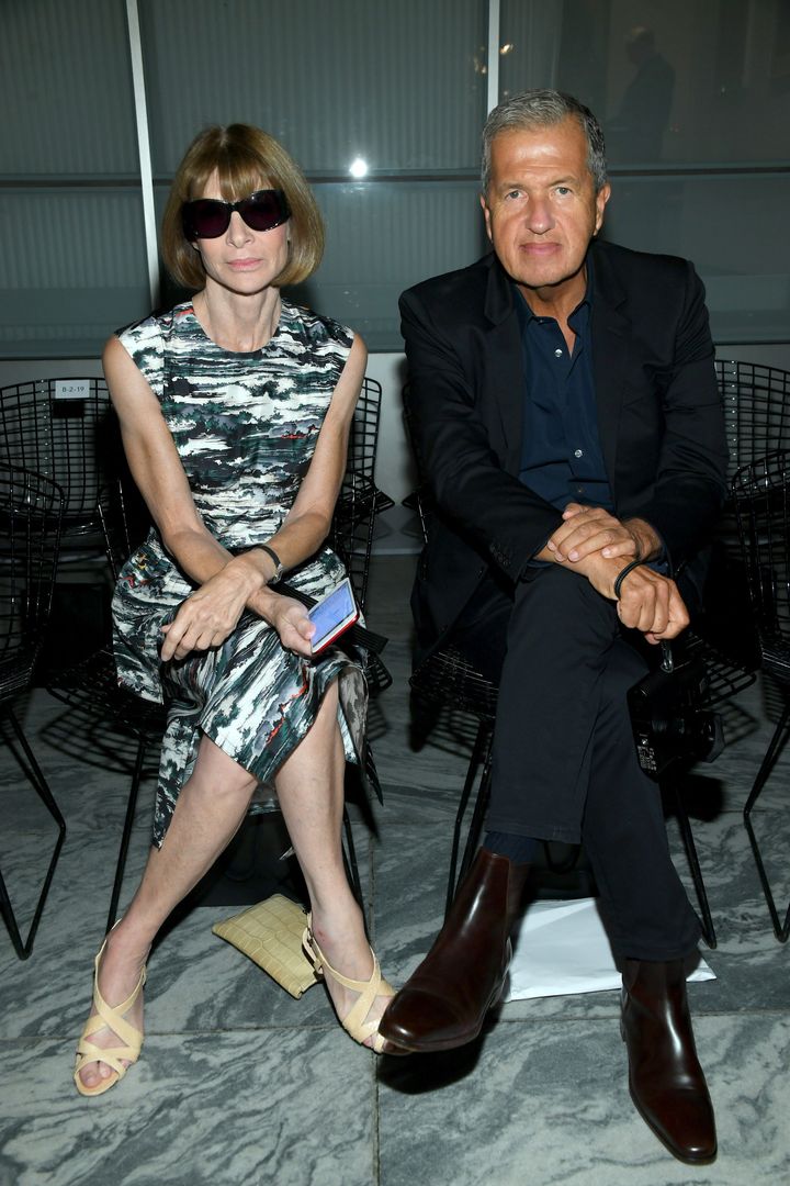 Anna Wintour with Mario Testino at New York Fashion Week on 11 September 2017.
